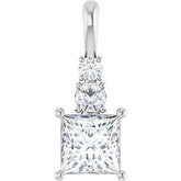 Elegant 1/2 Carat Princess Cut and Round Cut Three-stone Diamond Pendant Set in 14k Gold